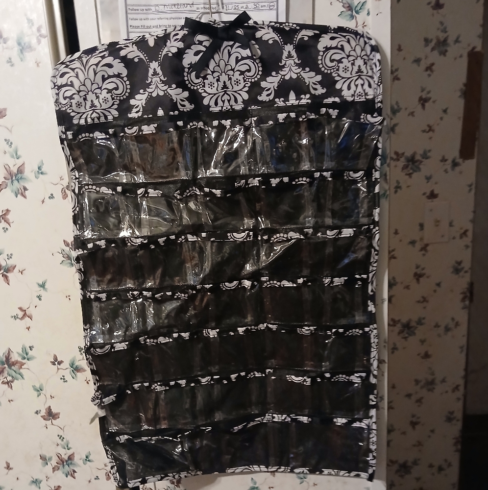 Black and White Hanging Jewelry Organizer - Picture 2 of 2